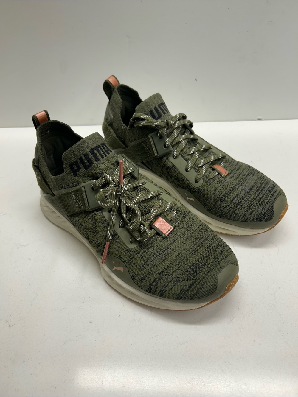 Puma‎ Ignite Olive Green Knit Sneakers Size 7